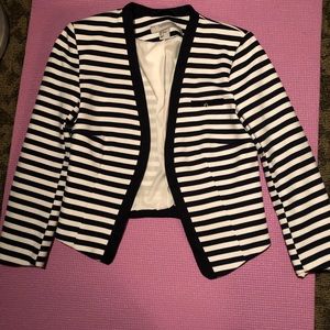 Navy Blue & White Striped Blazer Jacket.
